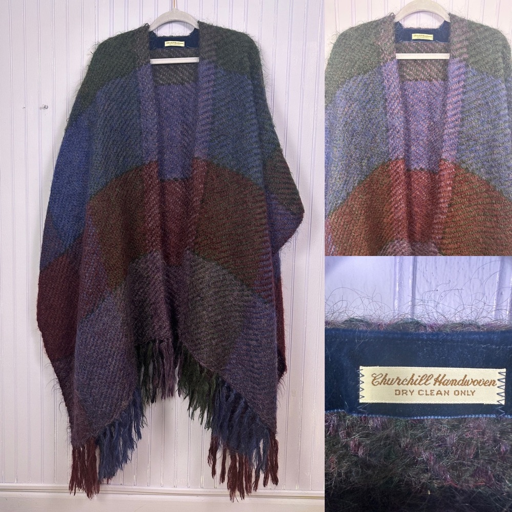 *sold* Vintage Colorblock Cape/Shawl Mohair/wool Blend